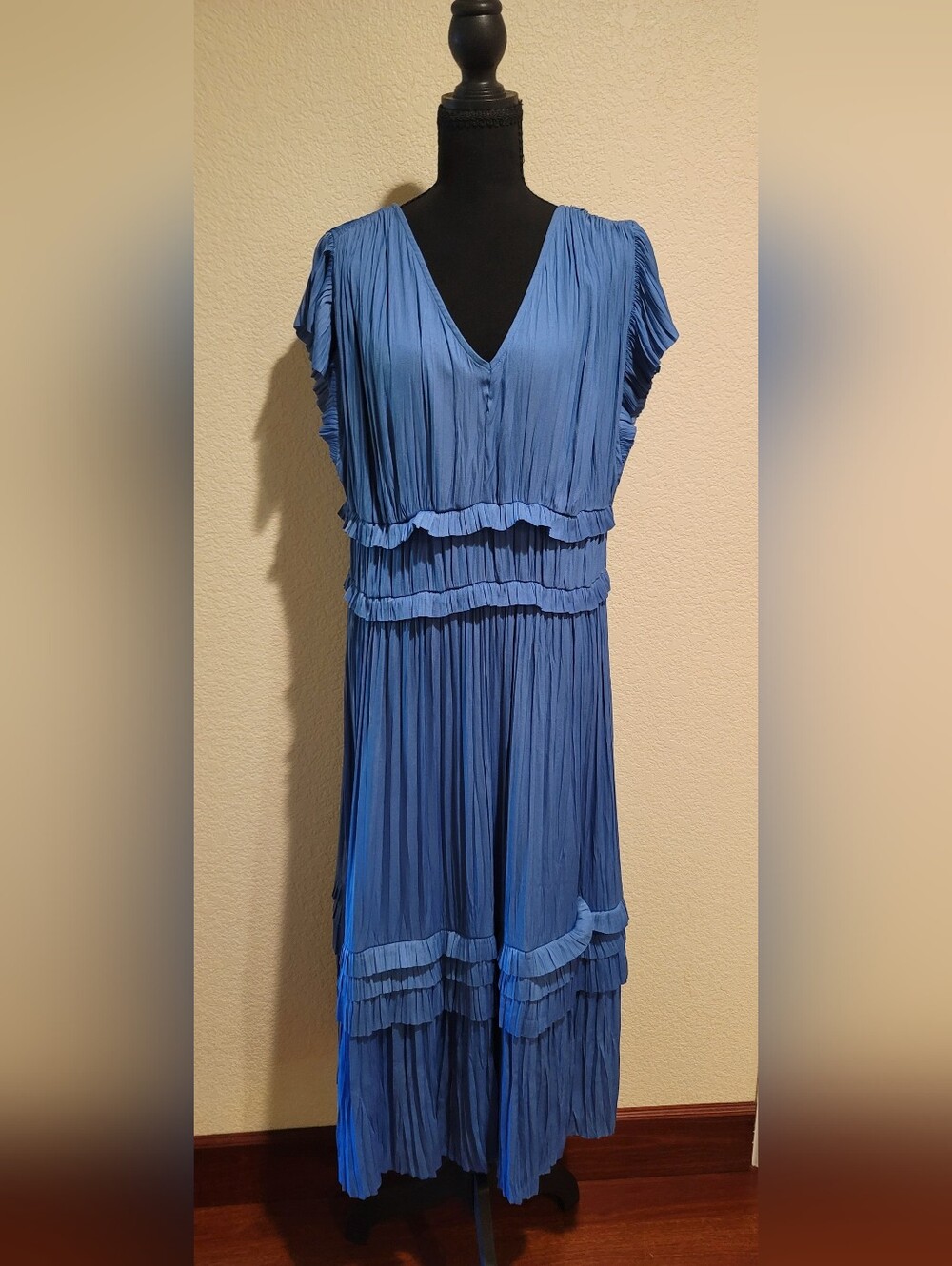Current Air Blue Pleated Midi Dress